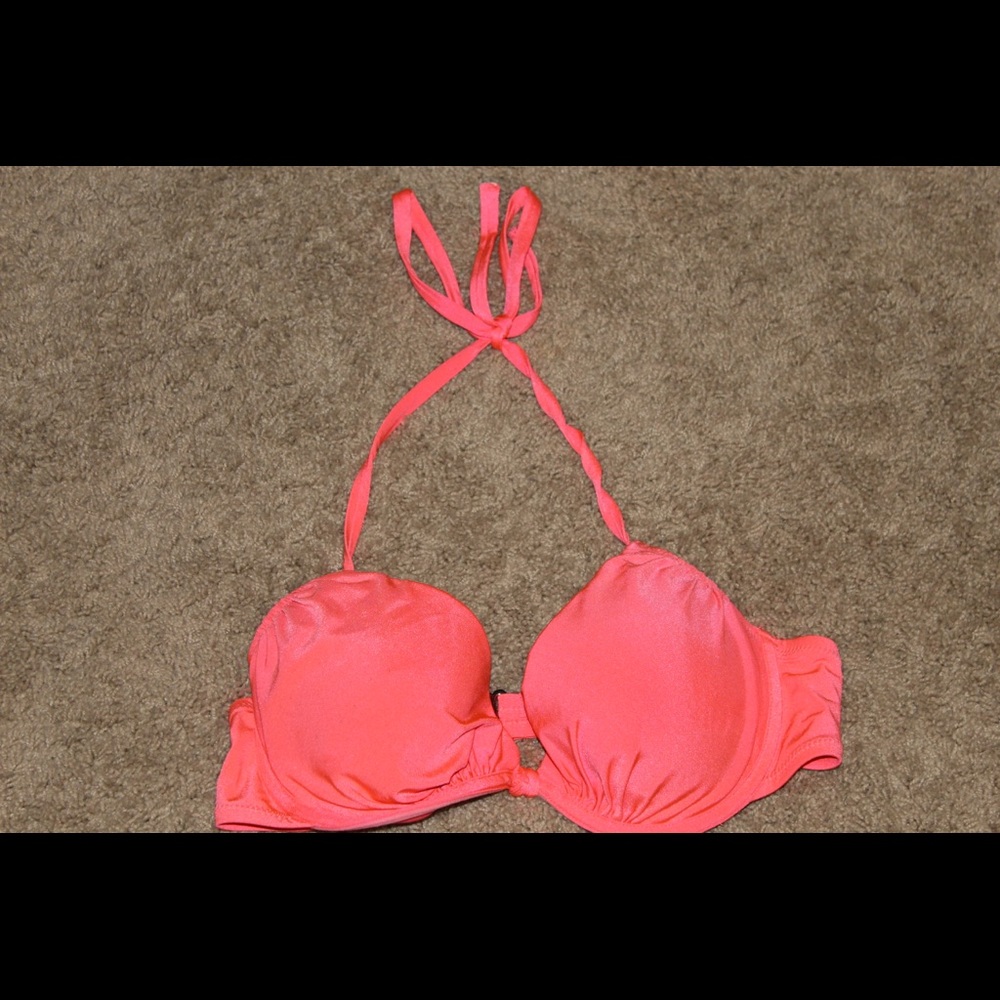 neon h&m pink bathing suit top